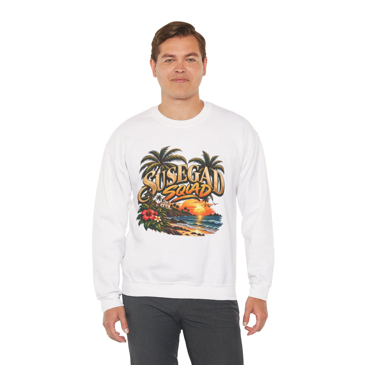 Susegad Squad Tropical Sunset Crewneck Sweatshirt
