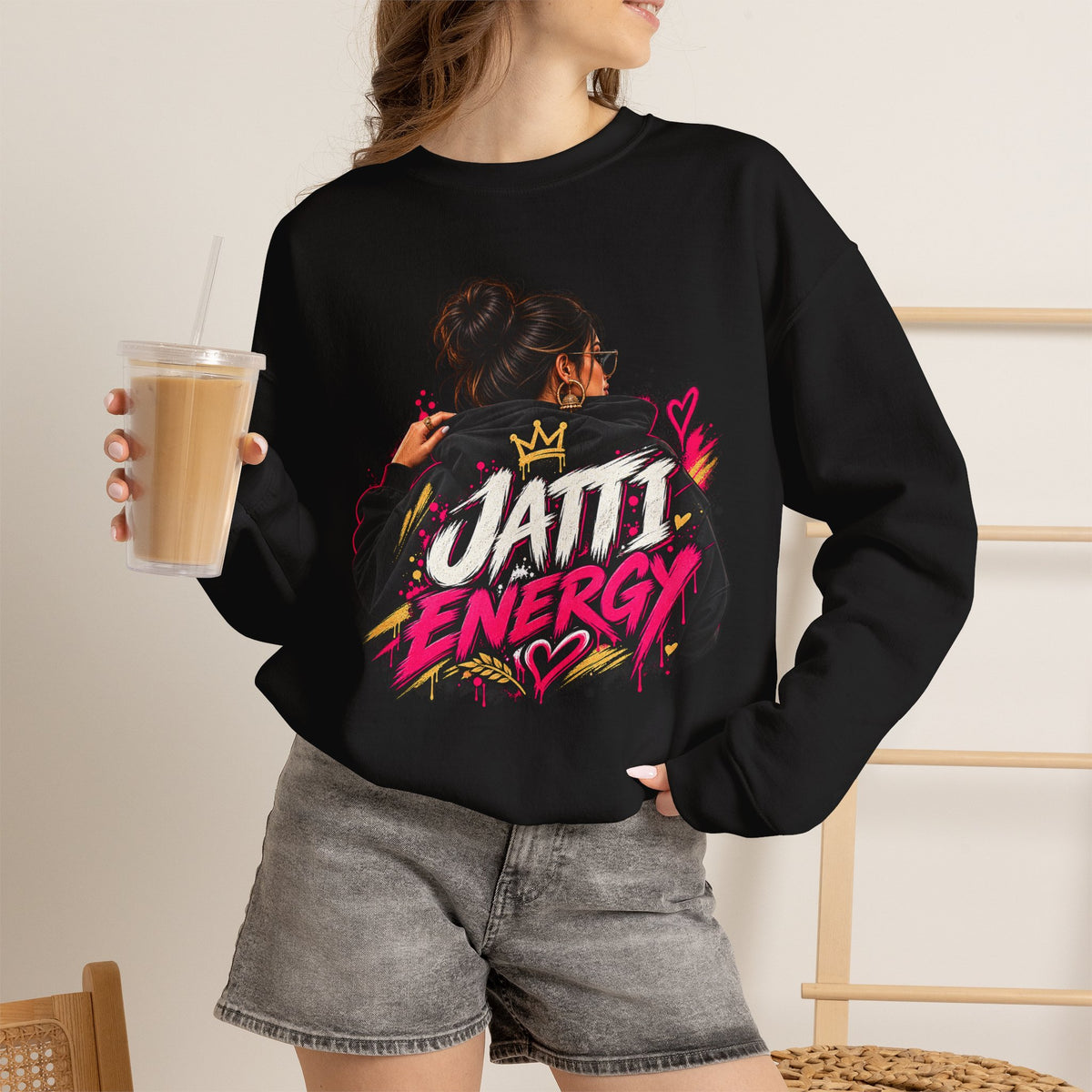 Jatti Energy Punjabi Graphic Crewneck Sweatshirt