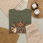 Vintage Folk Art Tractor & Drum Graphic T-Shirt