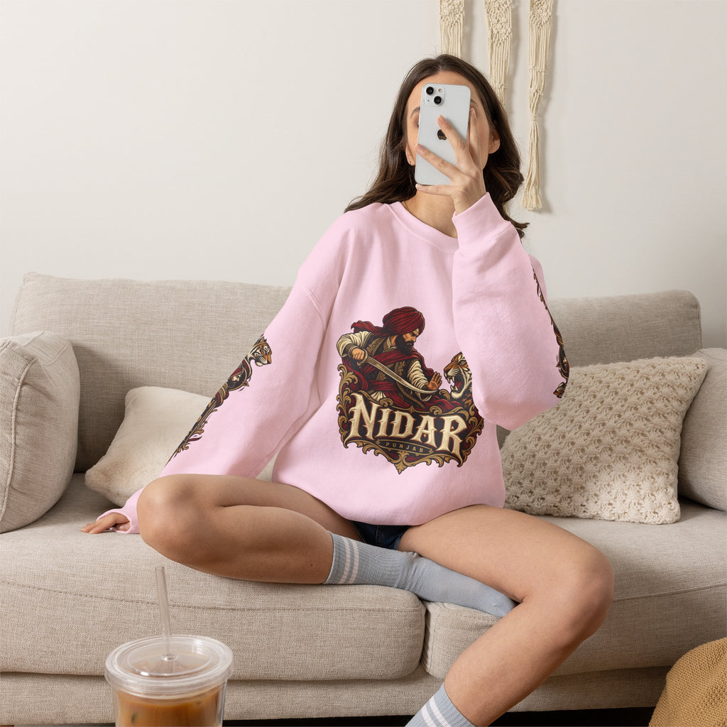 Nidar Courage Does Not Bow Graphic Sweatshirt