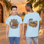 Vintage Folk Art Tractor & Drum Graphic T-Shirt
