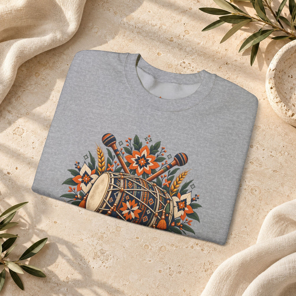 Boho Folk Drum Sweatshirt – Tribal Music Festival Crewneck