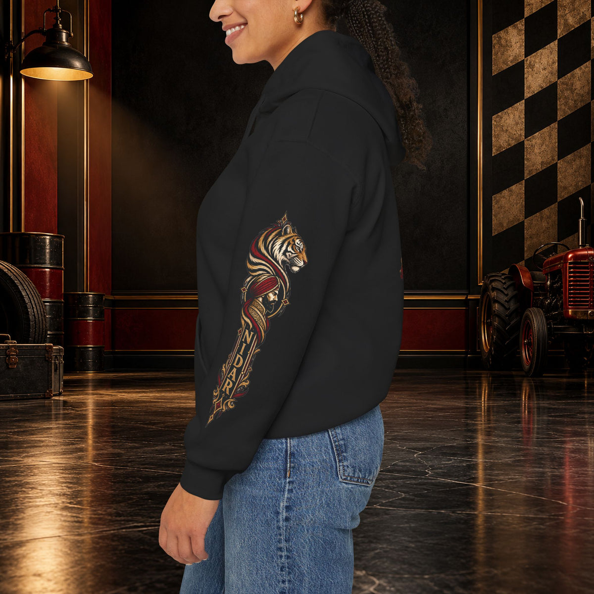 NIDAR Tiger and Bear Graphic Hoodie
