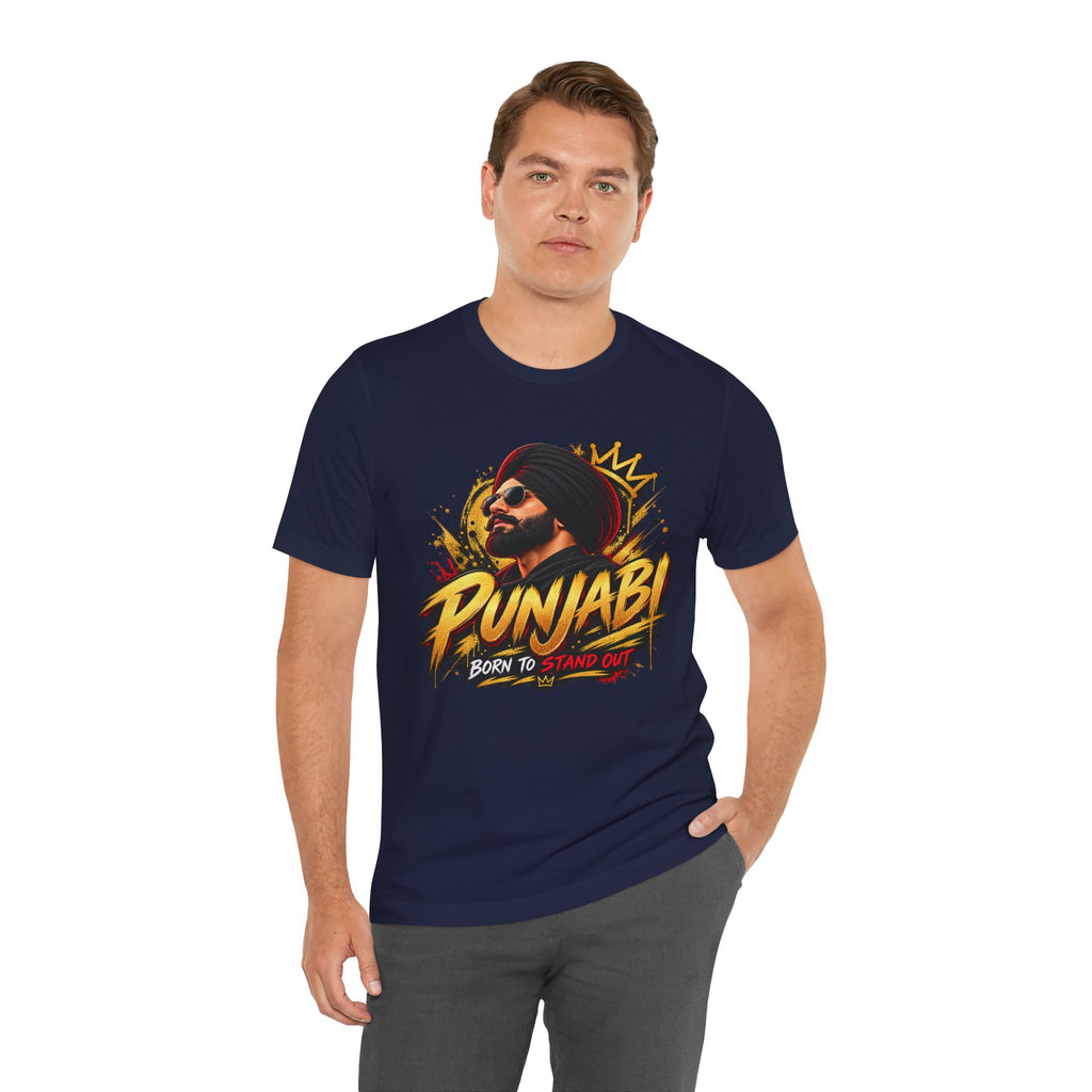 Punjabi Born to Stand Out Graphic T-Shirt | Turban Portrait Tee