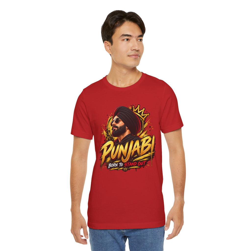Punjabi Born to Stand Out Graphic T-Shirt | Turban Portrait Tee