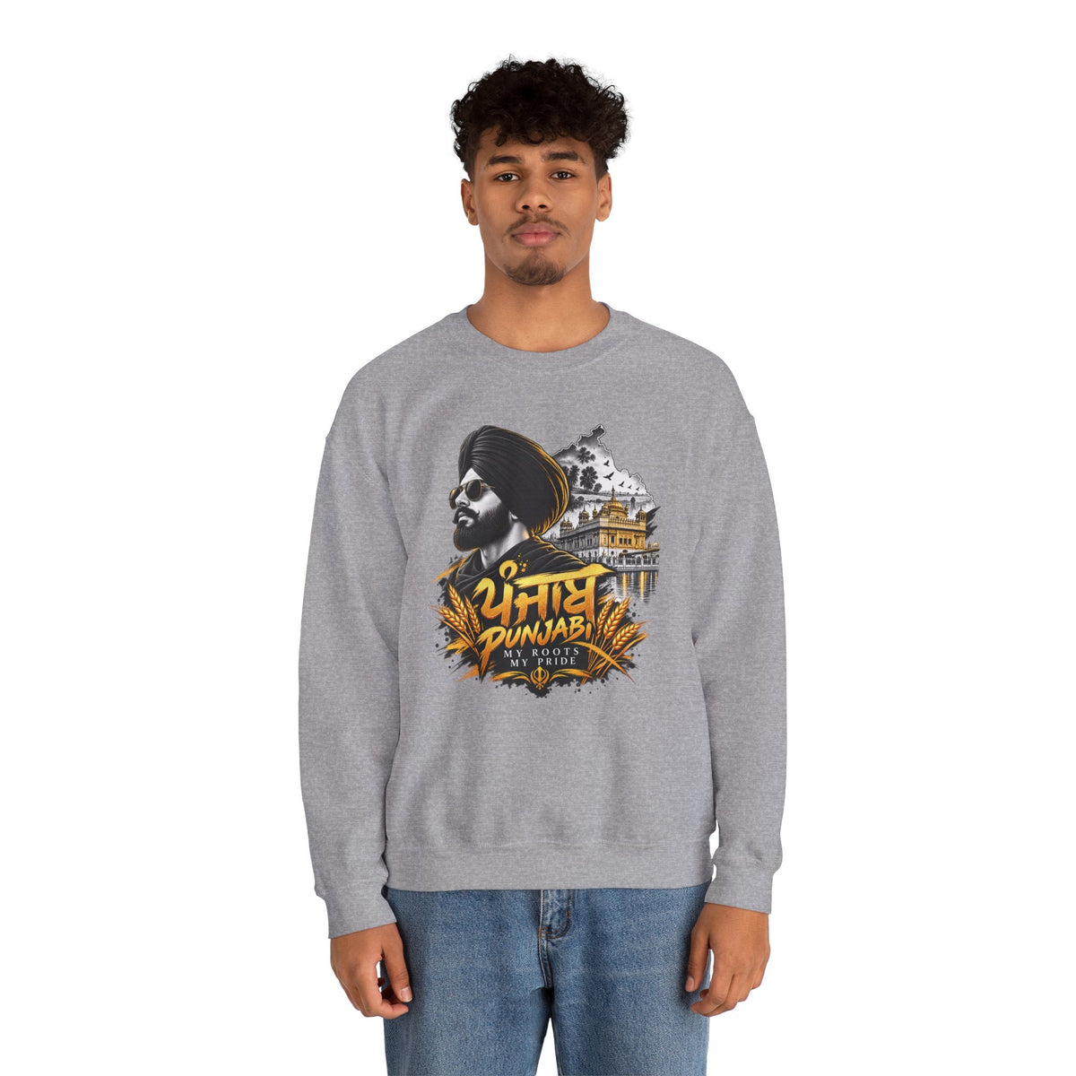 Punjabi Pride Crewneck Sweatshirt — Turban Sikh Heritage Graphic