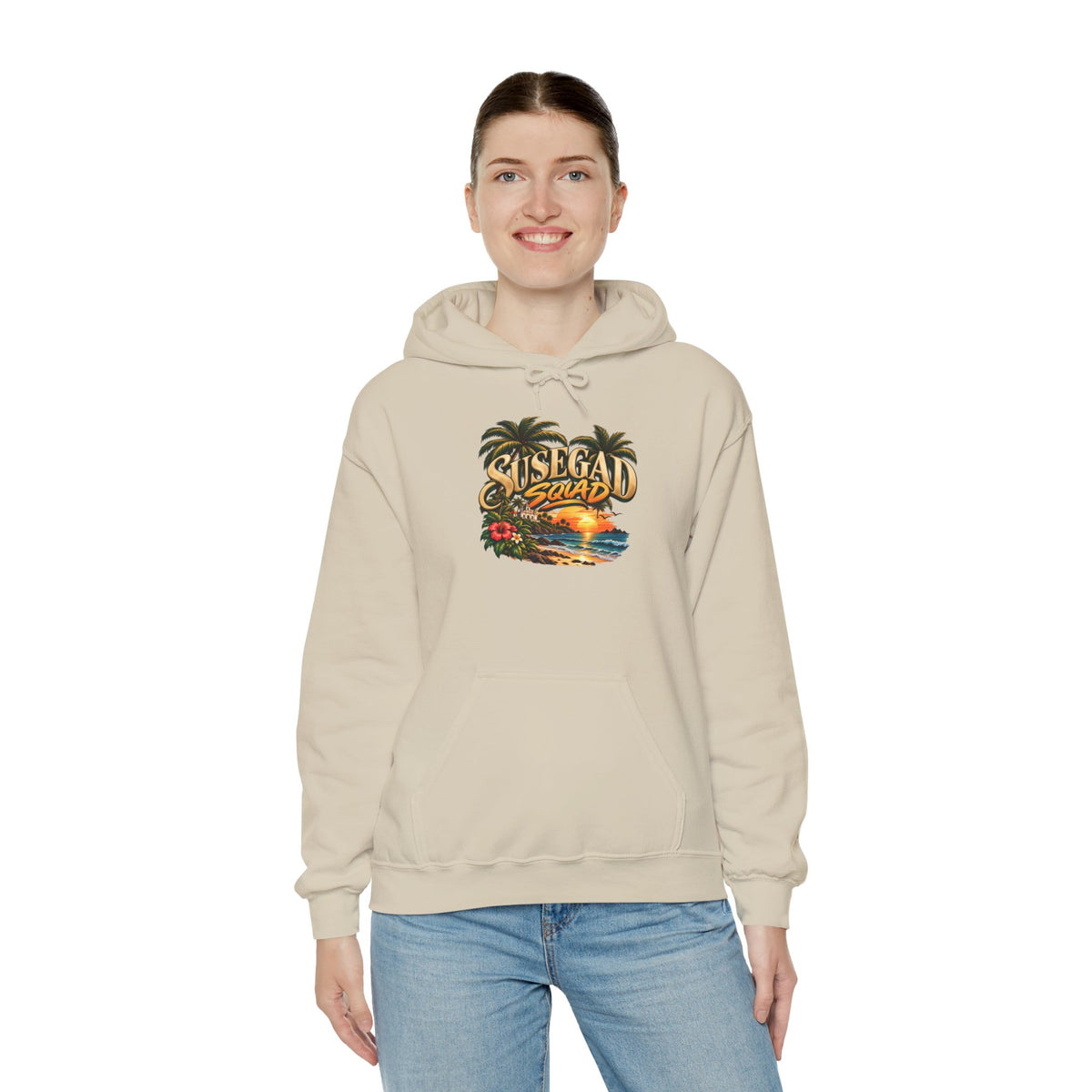 Susegad Squad Hoodie | Tropical Goan Sunset Graphic