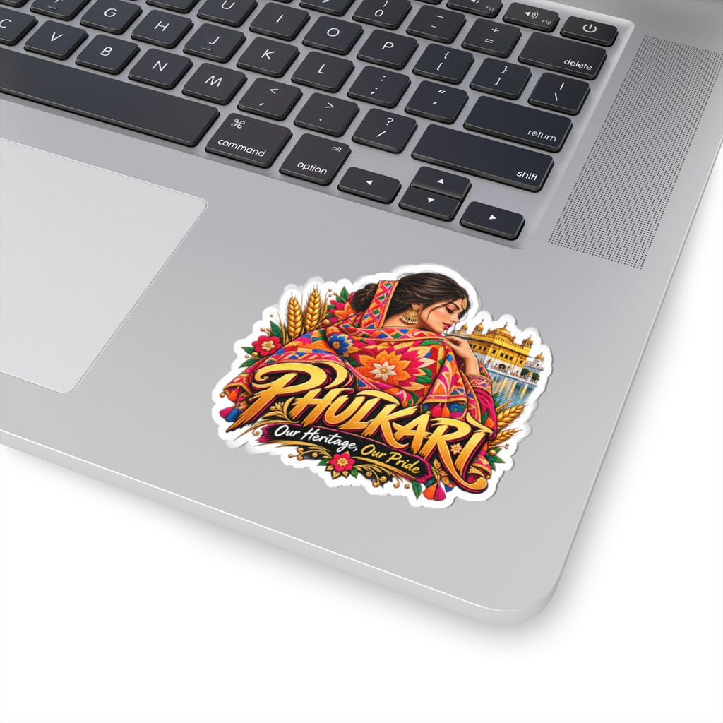 Phulkari Heritage Kiss-Cut Sticker — "Phulkari: Our Heritage, Our Pride"