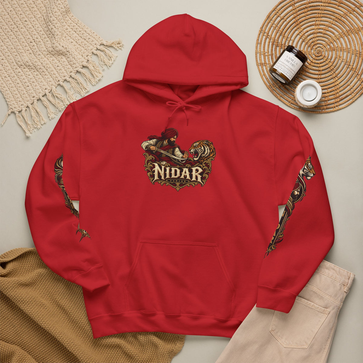 NIDAR Tiger and Bear Graphic Hoodie