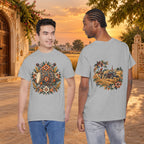 Vintage Folk Art Tractor & Drum Graphic T-Shirt