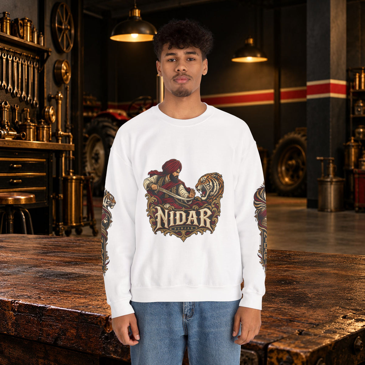 Nidar Courage Does Not Bow Graphic Sweatshirt