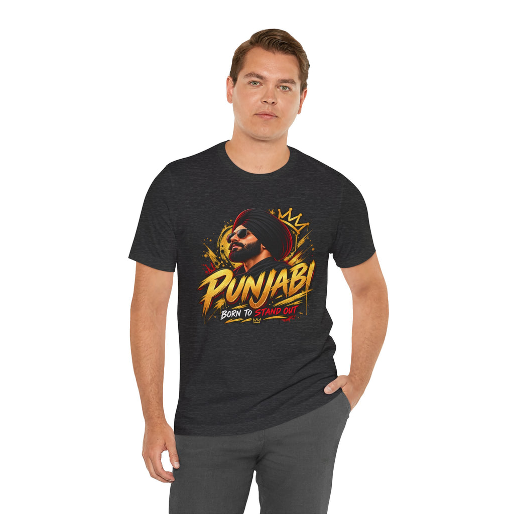 Punjabi Born to Stand Out Graphic T-Shirt | Turban Portrait Tee