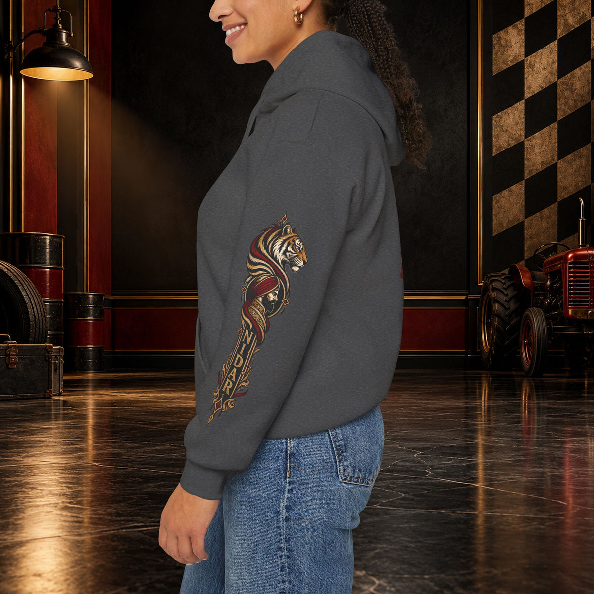 NIDAR Tiger and Bear Graphic Hoodie