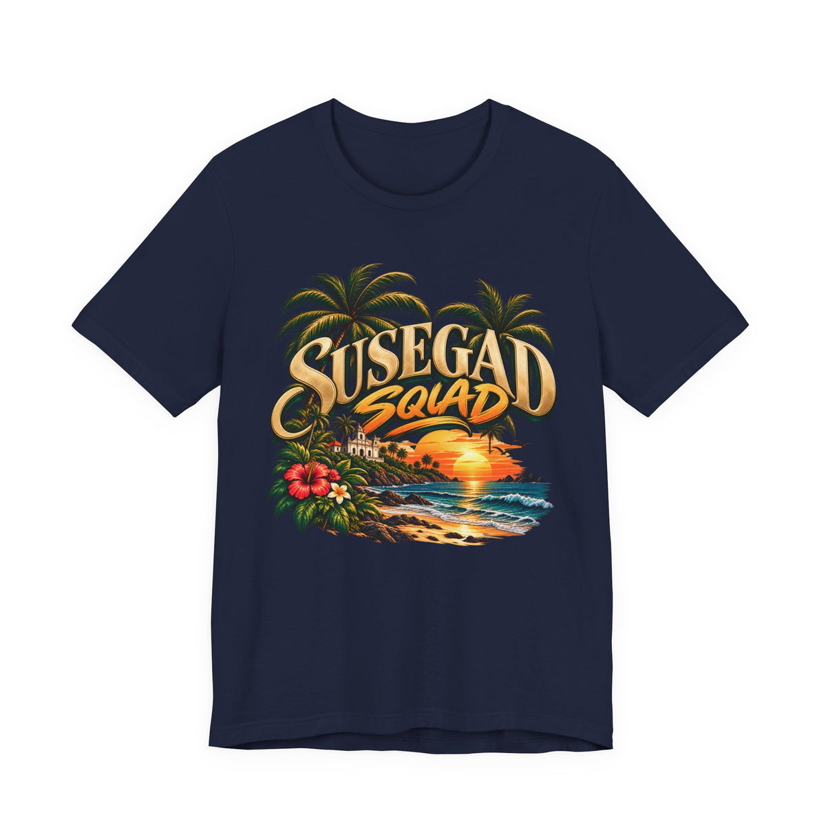 Susegad Squad Sunset Beach T-Shirt | Goan Pride – product image 6, showing the design and garment or accessory from another view.