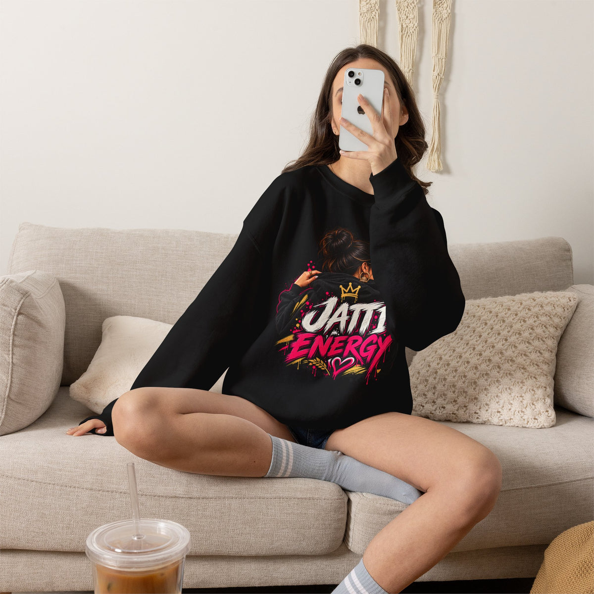 Jatti Energy Punjabi Graphic Crewneck Sweatshirt
