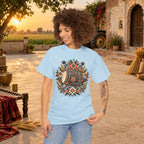 Vintage Folk Art Tractor & Drum Graphic T-Shirt