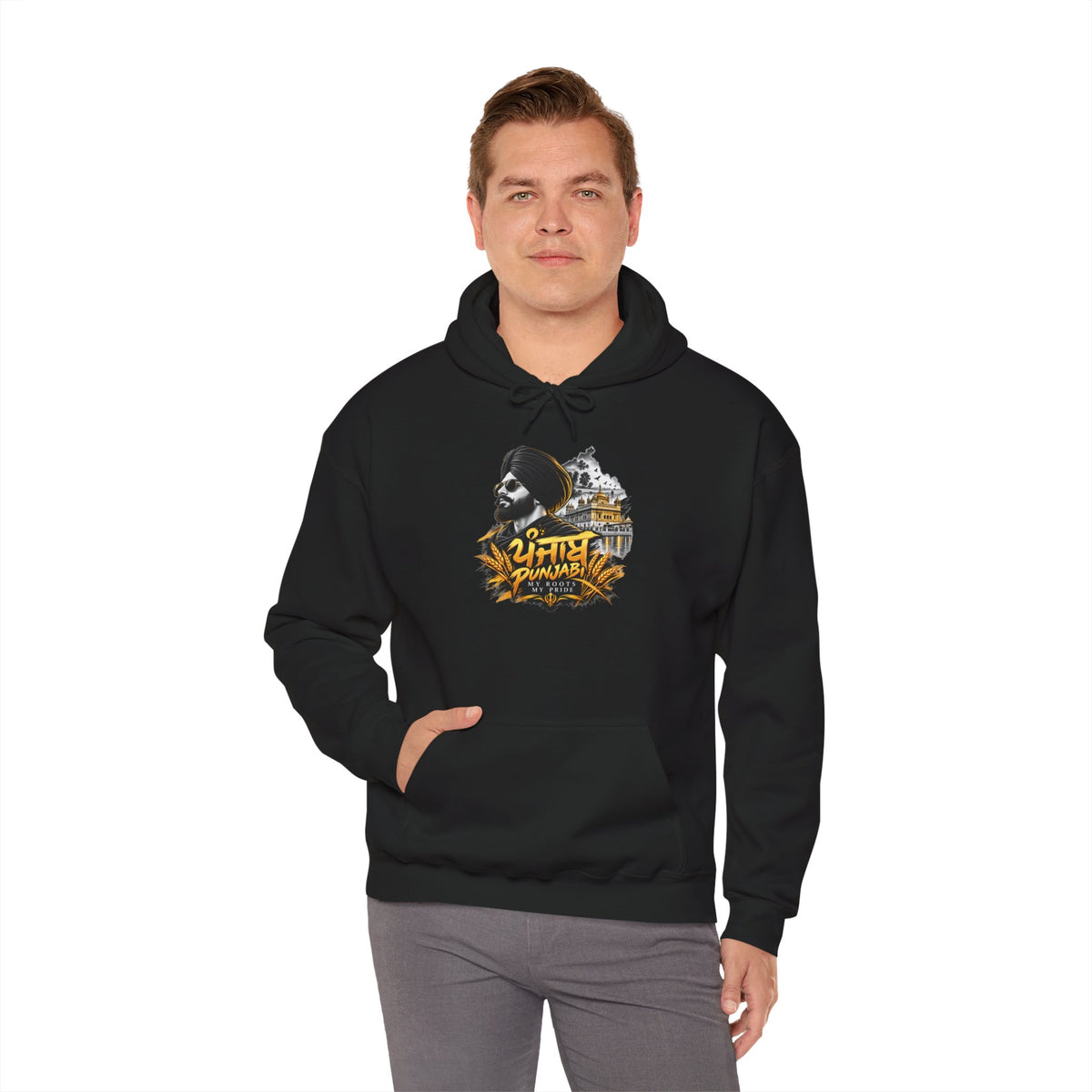 Punjabi Pride Hoodie – Golden Temple & Turban Graphic Sweatshirt