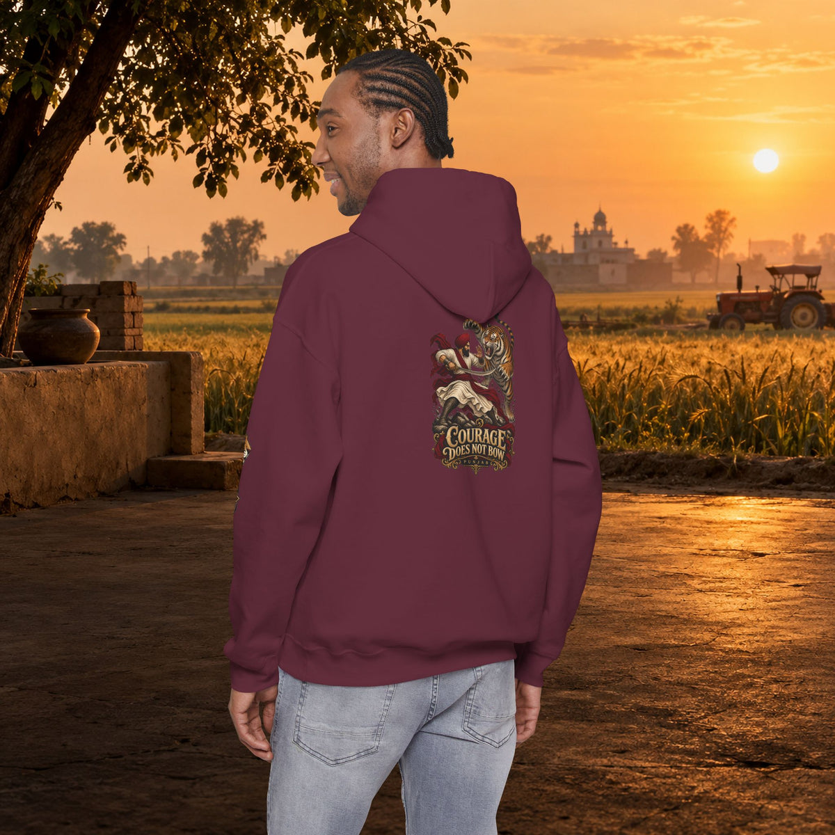 NIDAR Tiger and Bear Graphic Hoodie