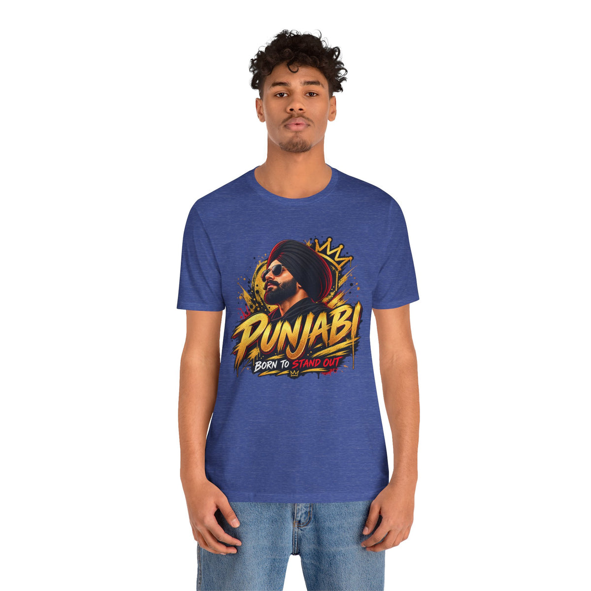 Punjabi Born to Stand Out Graphic T-Shirt | Turban Portrait Tee