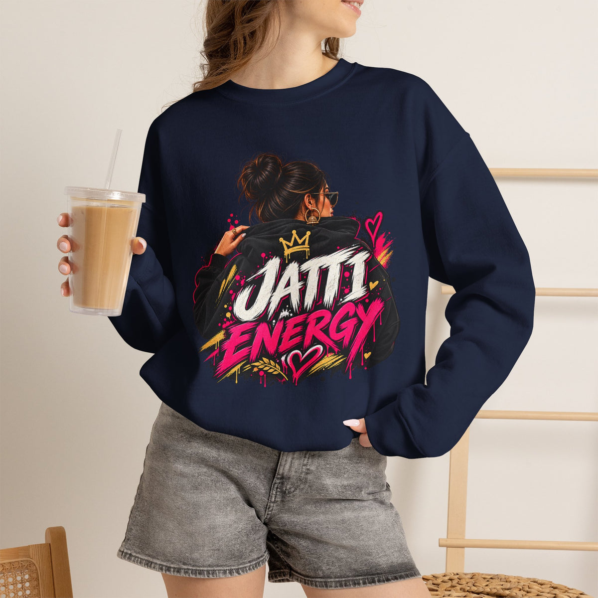Jatti Energy Punjabi Graphic Crewneck Sweatshirt