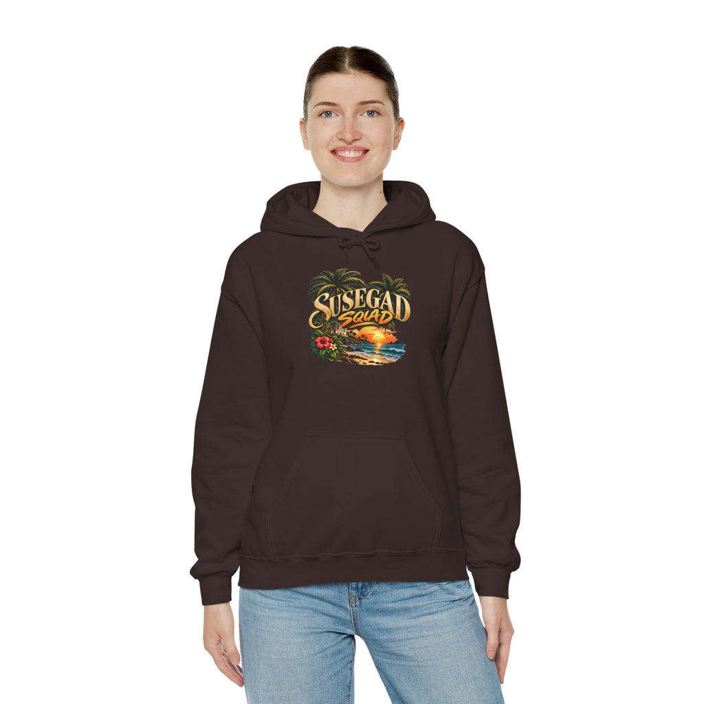 Susegad Squad Hoodie | Tropical Goan Sunset Graphic