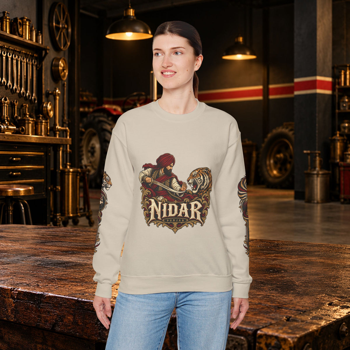 Nidar Courage Does Not Bow Graphic Sweatshirt
