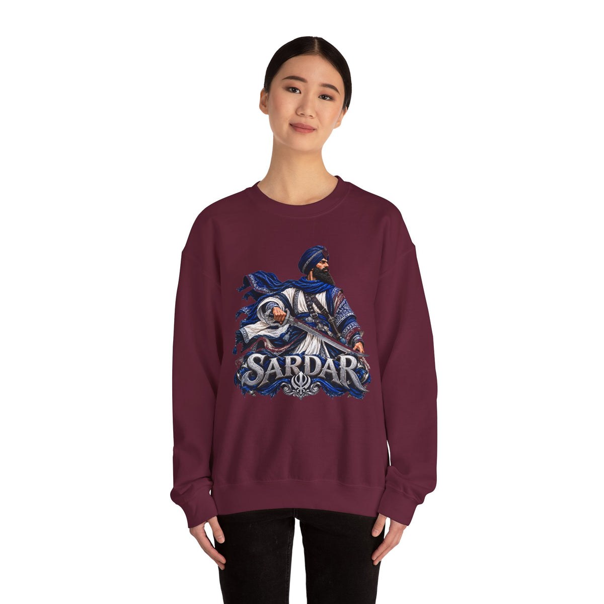 Sardar Warrior Sikh-Inspired Graphic Crewneck Sweatshirt