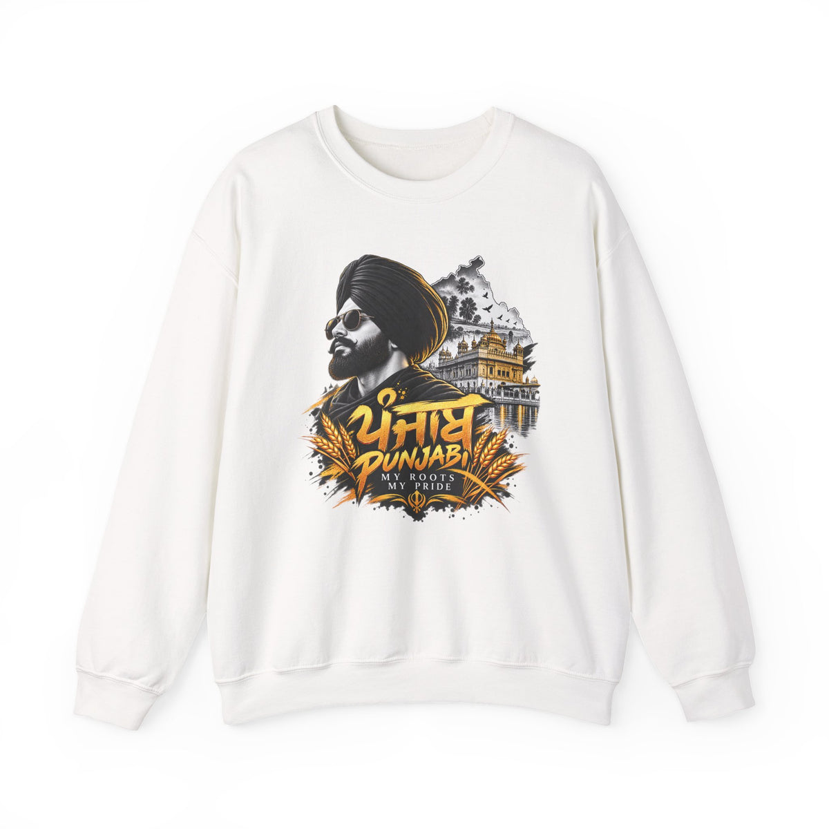Additional view of Punjabi Pride Crewneck Sweatshirt — Turban Sikh Heritage Graphic (2)