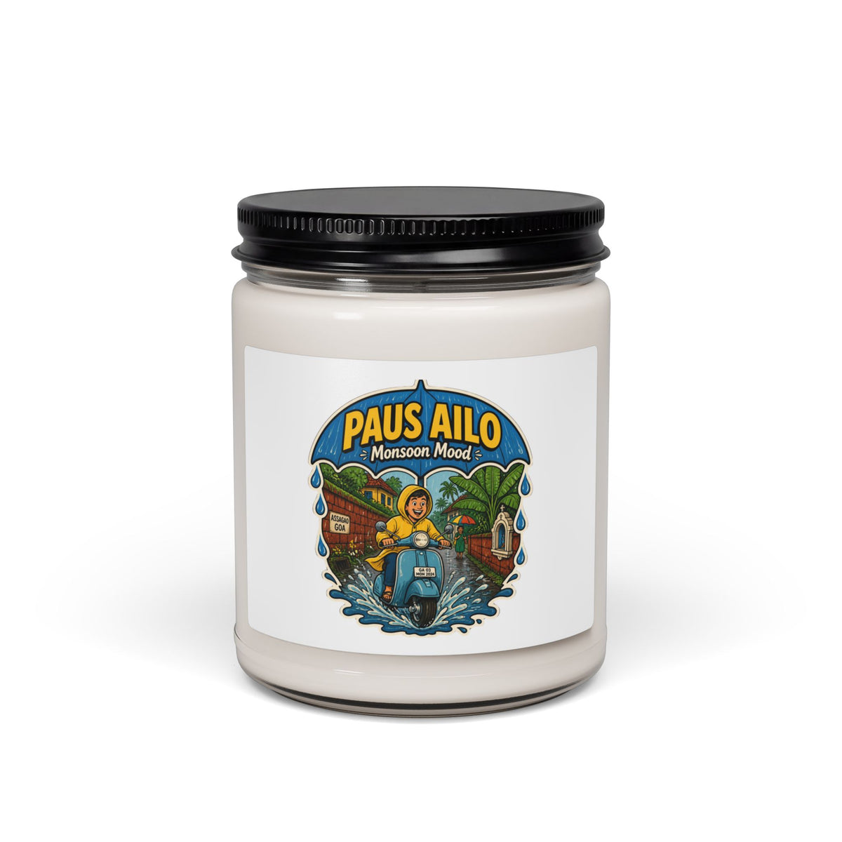 Monsoon Mood Soy Candle – 9oz Scented Jar (Rainy Ride Design) — product image 6