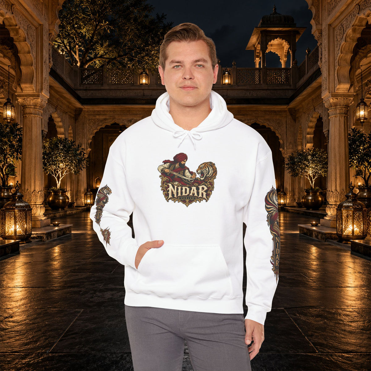 Main product photo of NIDAR Tiger and Bear Graphic Hoodie