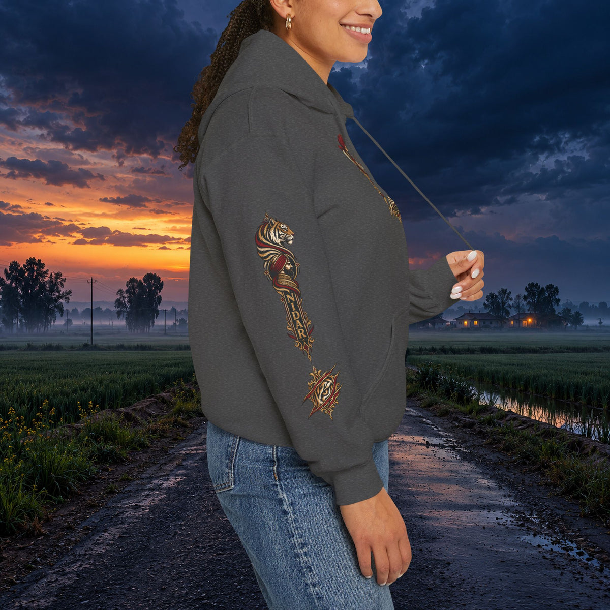 NIDAR Tiger and Bear Graphic Hoodie