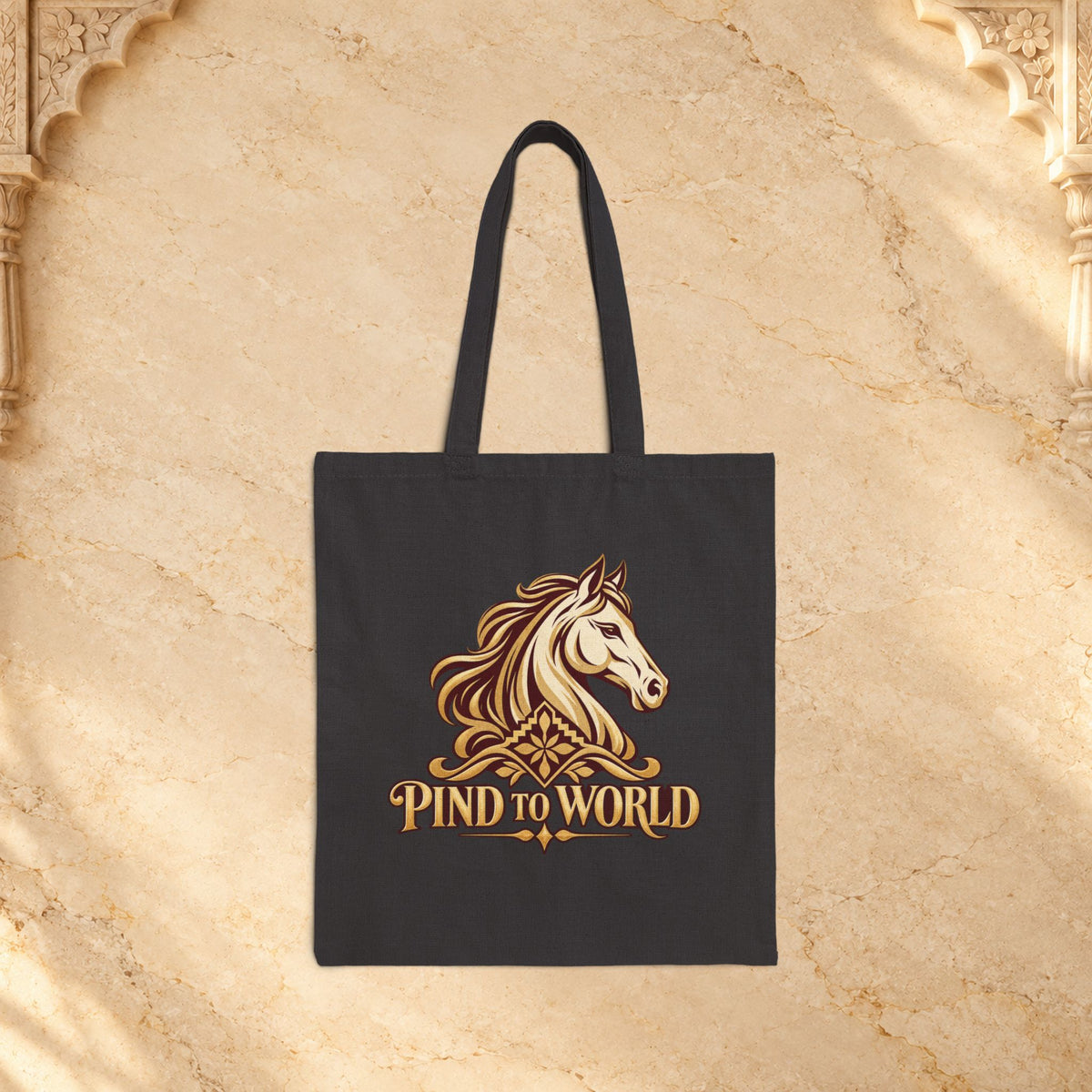Pind to World Horse Graphic Cotton Canvas Tote Bag