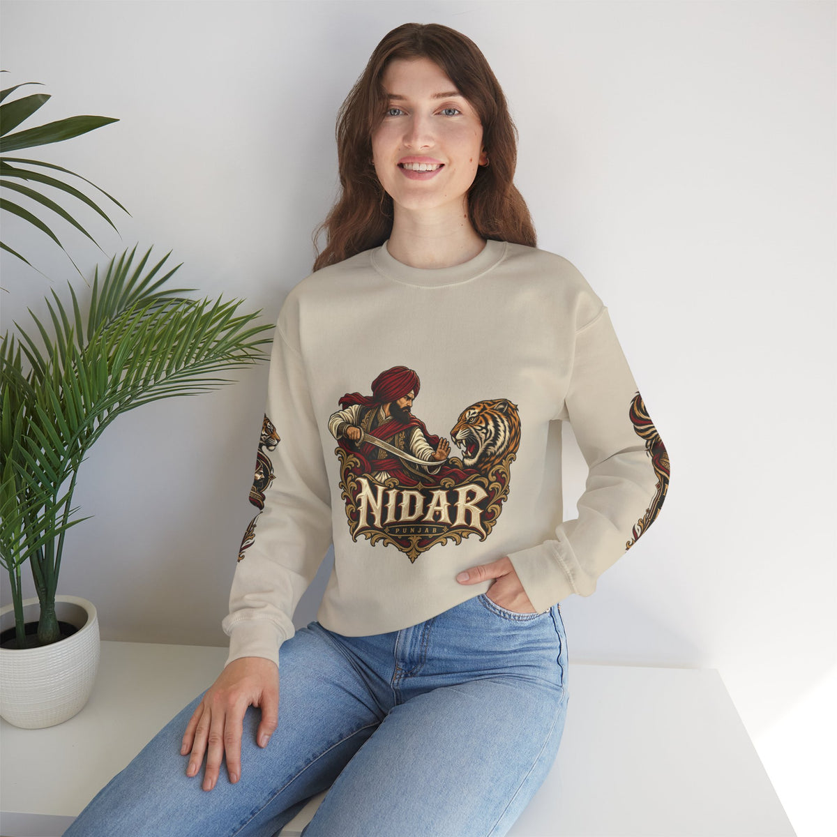 Nidar Courage Does Not Bow Graphic Sweatshirt