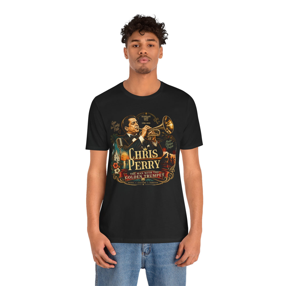 Chris Perry Golden Trumpet Graphic T-Shirt | Goan Music