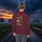 Nidar Courage Does Not Bow Warrior Tiger Crewneck Sweatshirt
