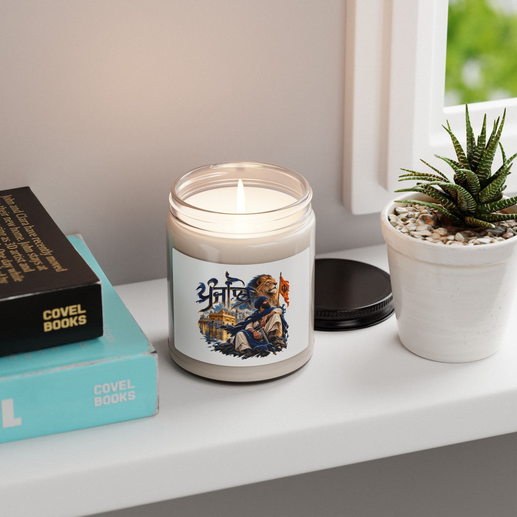 Sikh Heritage Soy Candle — 9 oz Jar, Golden Temple & Devotional Artwork