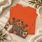 Vintage Folk Art Tractor & Drum Graphic T-Shirt