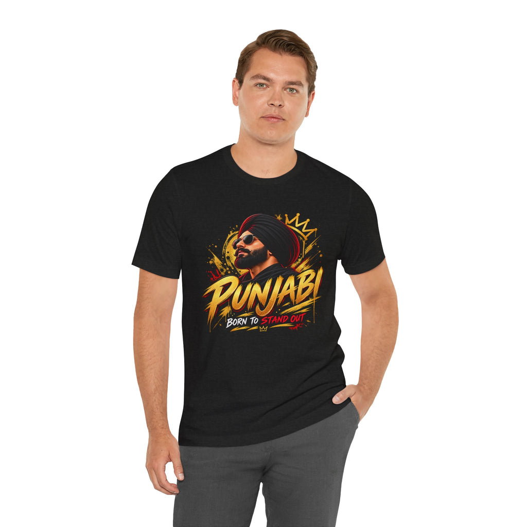 Punjabi Born to Stand Out Graphic T-Shirt | Turban Portrait Tee