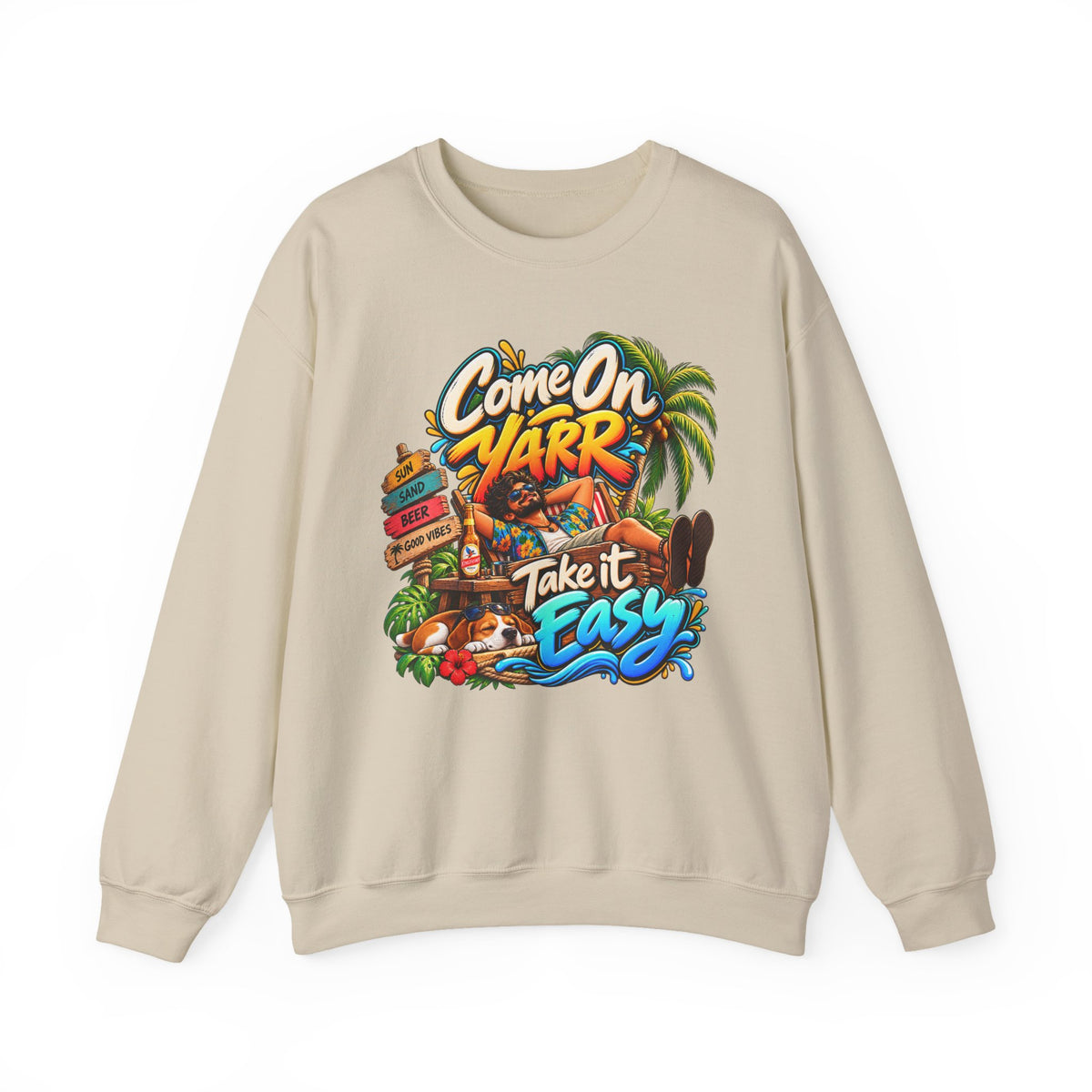 Additional view of Come On Yarr / Take It Easy Goan-Inspired Crewneck Sweatshirt (3)