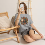 Vintage Folk Art Tractor & Drum Graphic T-Shirt