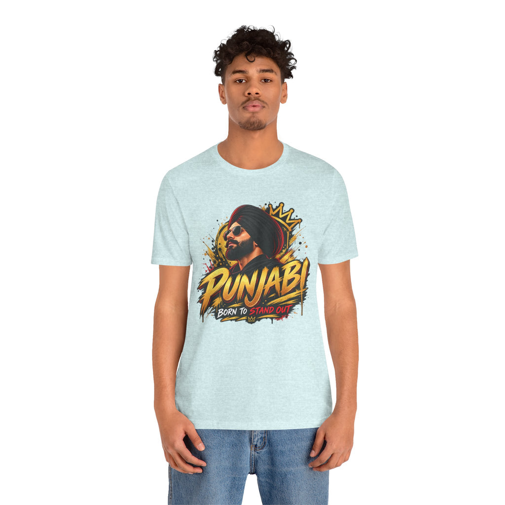 Punjabi Born to Stand Out Graphic T-Shirt | Turban Portrait Tee
