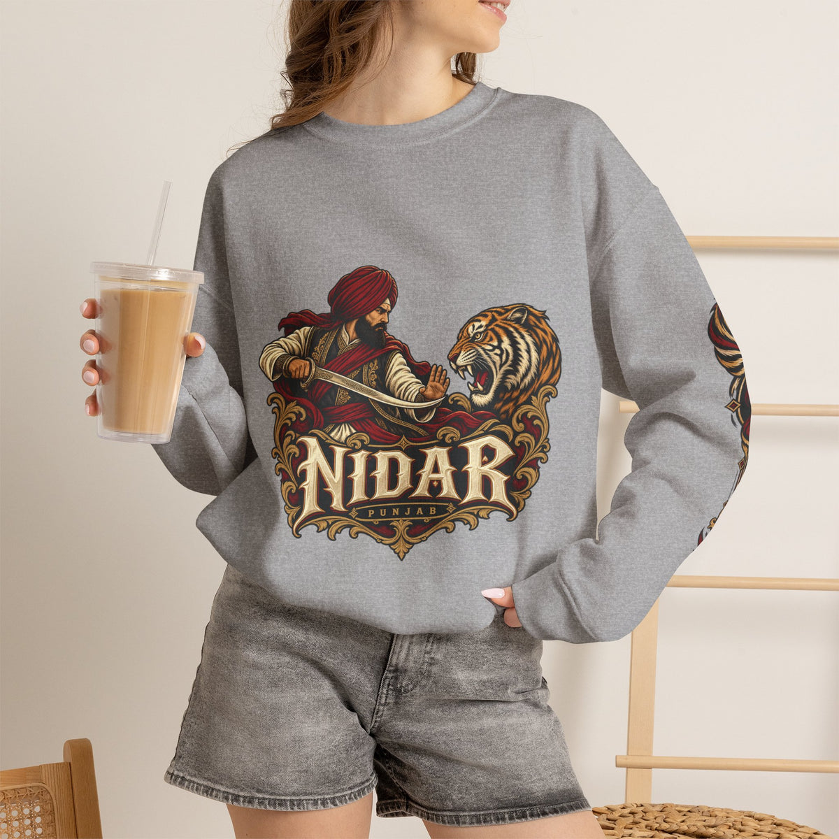 Nidar Courage Does Not Bow Graphic Sweatshirt
