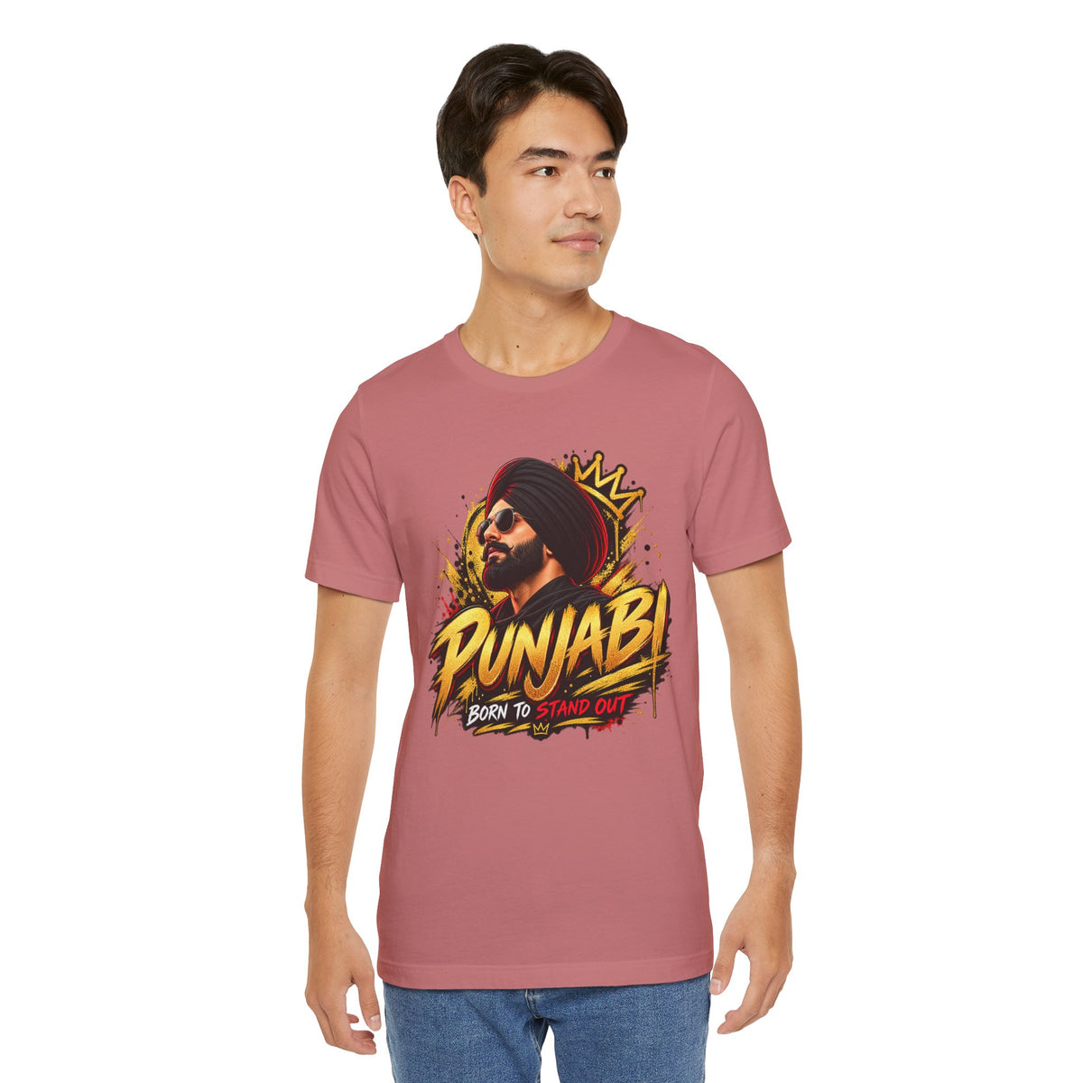 Punjabi Born to Stand Out Graphic T-Shirt | Turban Portrait Tee