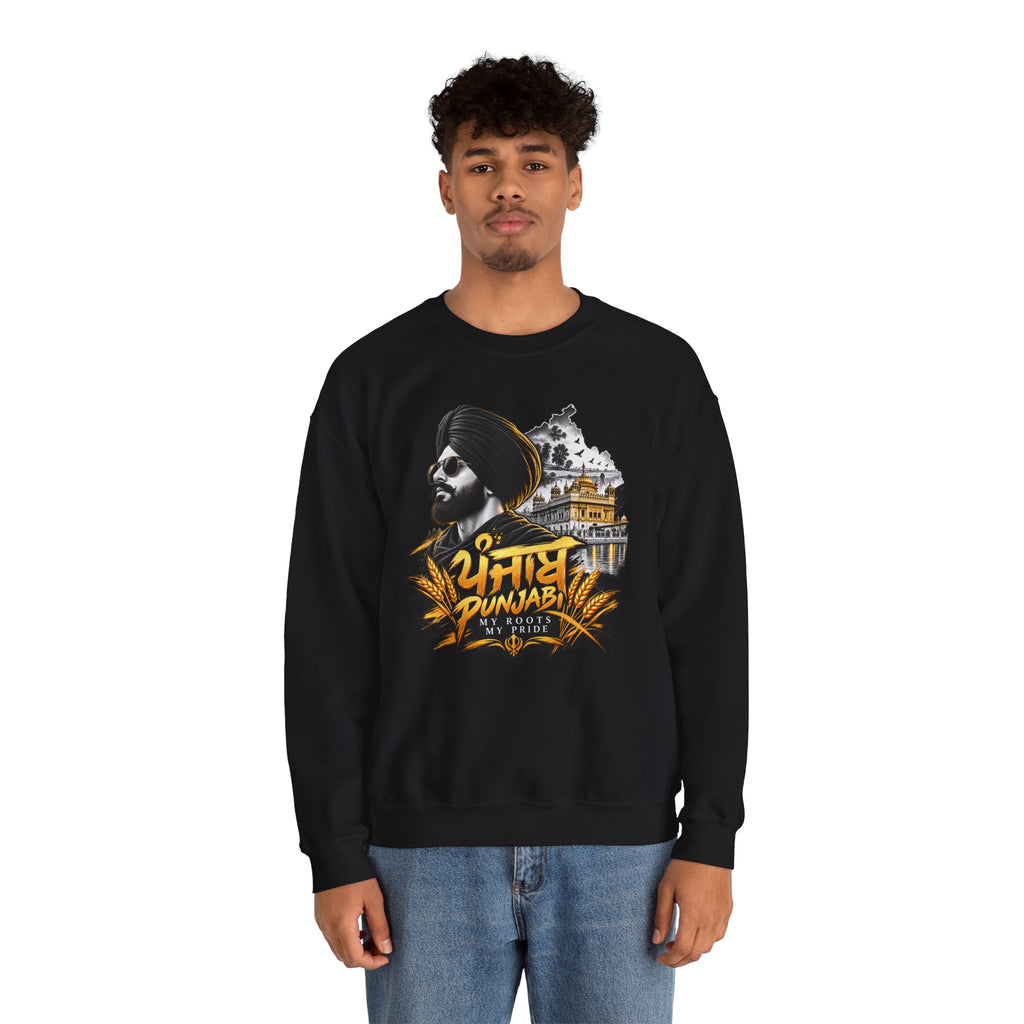 Punjabi Pride Crewneck Sweatshirt — Turban Sikh Heritage Graphic