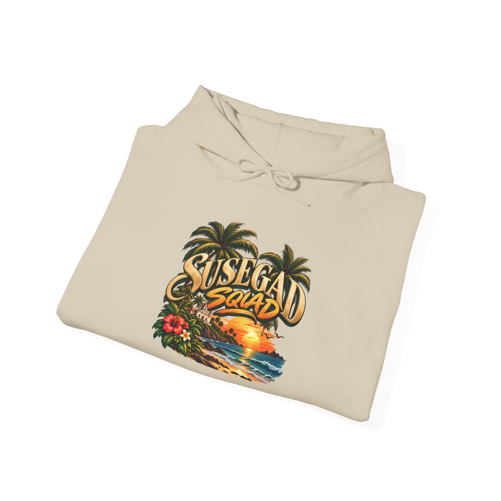 Susegad Squad Hoodie | Tropical Goan Sunset Graphic