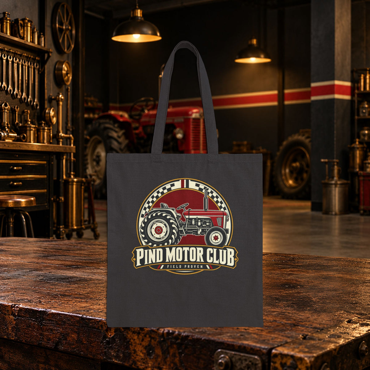 Pind Motor Club Vintage Car Canvas Tote Bag