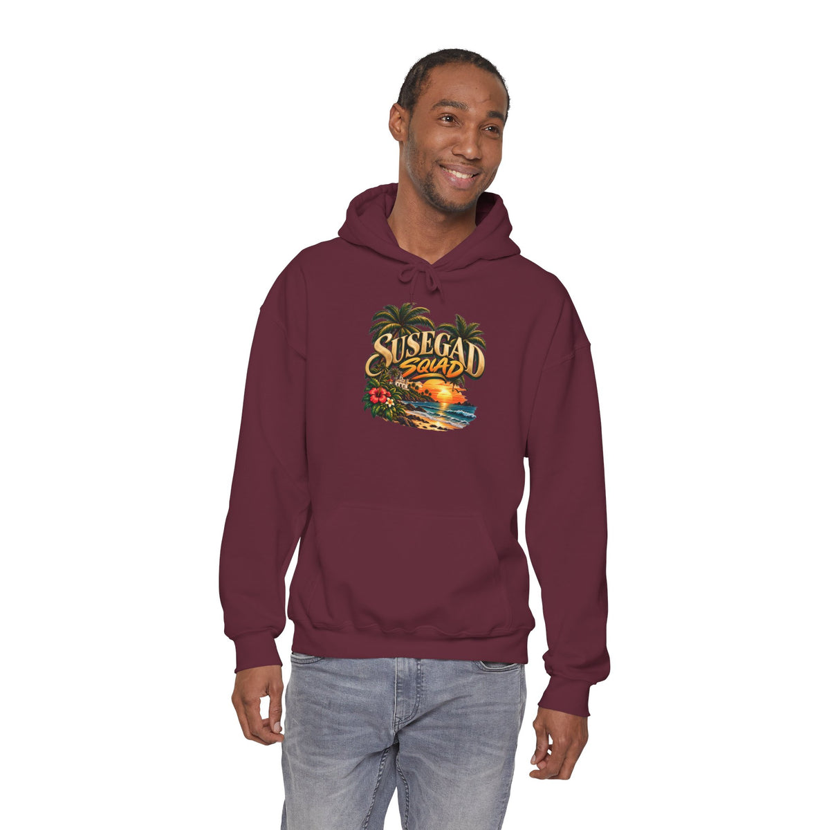 Susegad Squad Hoodie | Tropical Goan Sunset Graphic