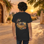 Vintage Folk Art Tractor & Drum Graphic T-Shirt