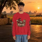 Nidar Courage Does Not Bow Warrior Tiger Crewneck Sweatshirt