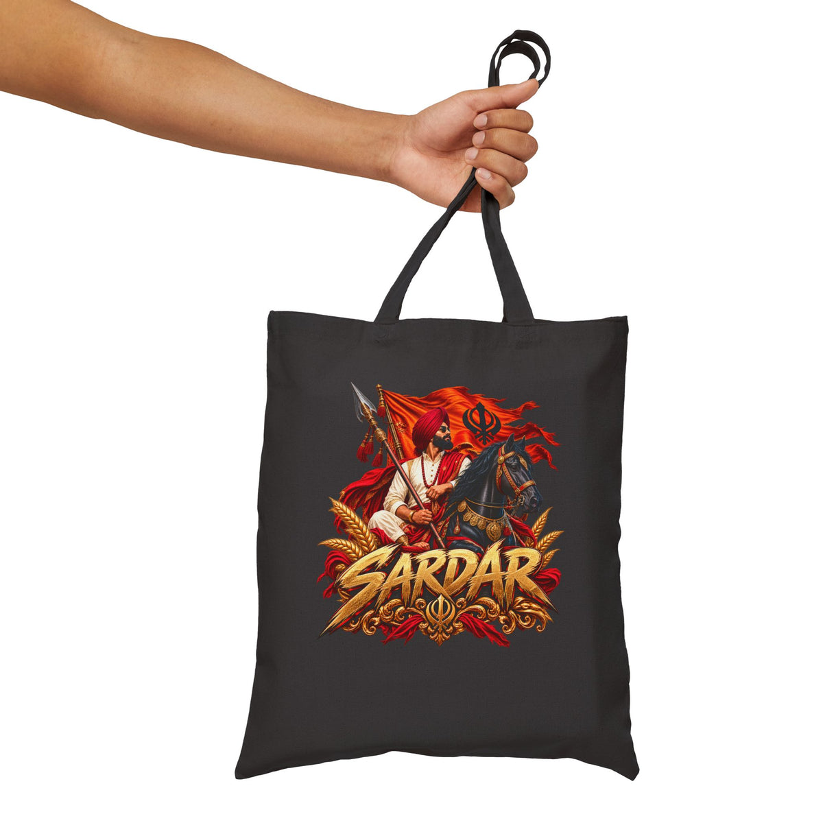 Sardar Warrior Illustrated Cotton Canvas Tote Bag